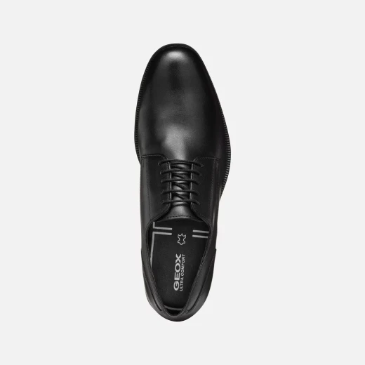 Geox Walk Pleasure F Men's Derby Shoe Black Leather Lace Up Comfort Breathable Cushioning For Business and Formal Wear Size 45 - Geox - Image 5