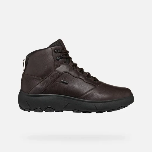 Geox Nebula+Grip ABX Men's Ankle Boots Waterproof Breathable Design Tumbled Leather Grip Sole Size 40 Coffee Color Perfect for Everyday Wear and Travel