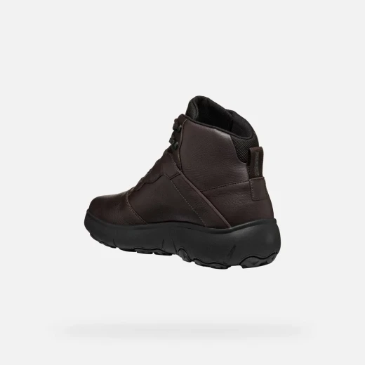 Geox Nebula+ Grip ABX Men's Ankle Boots Coffee Waterproof Ultra Breathable Tumbled Leather Flexible Gripping Sole Size 45 Modern Design for Everyday Wear - Abx - Image 3