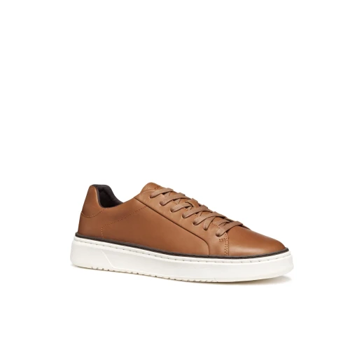 Zackerty Man Cognac Brown Leather Sneakers for Men Casual Style EU Size 40 Breathable and Comfortable Low Cut Design City Wear Fashionable Footwear U46HPA.00039.C6001 - Geox - Image 12