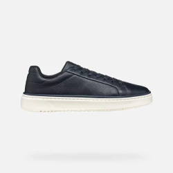ZACKERTY Man Navy Blue Tumbled Leather Sneakers for Men Size 40: Comfortable, Breathable Low Cut Casual Shoes Ideal for City or Weekend Wear, Pristine Aesthetic