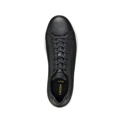 Zackerty Man Tumbled Leather Sneakers Black Size 40 Comfortable Breathable Low Cut Design Casual Refined Aesthetic Perfect For City Engagements Weekends Away - Geox - Image 4
