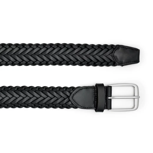 Geox Men's Woven Leather Belt Black, 110cm Length, Casual Style with Metal Buckle, Perfect for Leisurewear, 3.5cm Width, Fast Delivery and Easy Exchange - Geox - Image 3