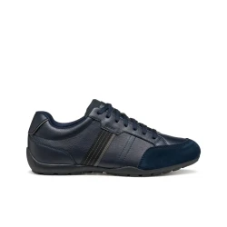 Geox Ravex Men's Sneakers Navy Blue Comfortable Breathable Suede and Leather Effect Casual Shoes, Size 40, Perfect for Everyday City Outfits