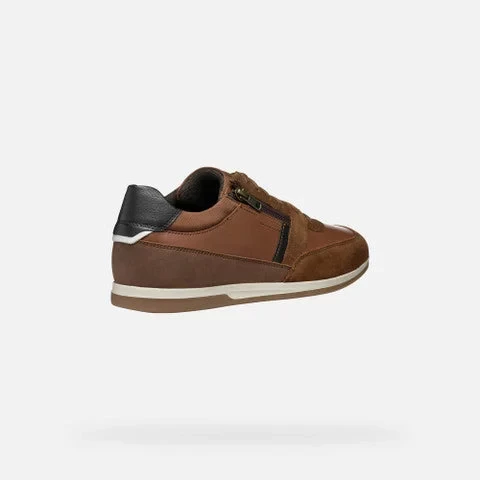 Geox Renan Man Brown Cotto Suede Sneakers with Side Zip Closure, Breathable Low Cut Casual Shoes for Men, Size 41, Lightweight Design for Everyday City Wear - Geox - Image 10