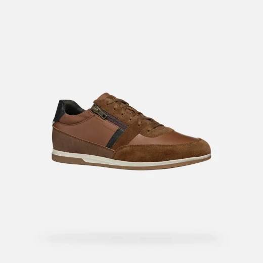 Geox Renan Men's Low Cut Sneakers Brown Cotto 44 Suede Nappa Leather Breathable Lightweight Slip On Casual City Style Zip Closure Comfortable Design U554GA.02285.C6003 - Renan - Image 9