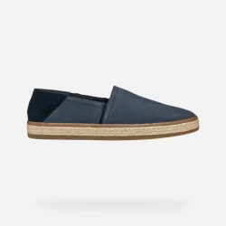 Geox Pantelleria Men's Espadrille Sneakers Navy Canvas Size 45 Breathable Summer Footwear Jute Effect Outsole Casual Style U55DWA.000NB.C4002