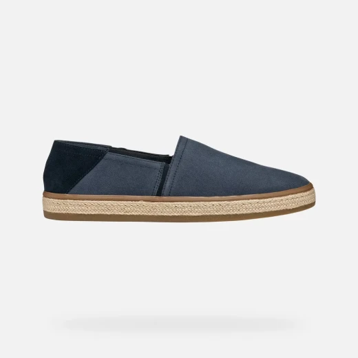 Geox Pantelleria Men's Navy Canvas Espadrille Sneakers Size 40. Breathable and Comfortable Summer Footwear for City and Getaways. Jute Effect Outsole. - Geox - Image 2