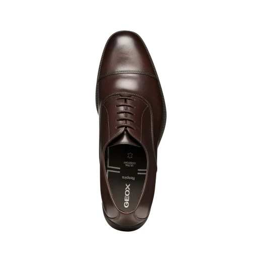 Geox Walk Pleasure Men's Coffee Brown Leather Derby Shoes Size 41, Breathable Comfort for Business or Formal Wear with Lace Up Closure, Item U55H8A.00043.C6010 - Geox - Image 8