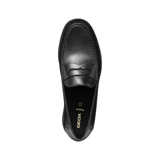 Recanati Man Loafer Black Leather Slip On Shoes Men's Footwear Comfortable Breathable Plain Supple Leather Upper Size 43 Classic Timeless Panache City Style - Geox - Image 6