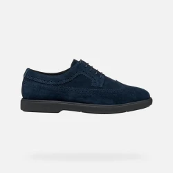 Geox Spherica EC17 Men's Lace Up Sneakers Navy Suede Comfort Cushioned Casual Shoes 42. Stylish and Breathable City Footwear for Everyday Wear. Model U55LAE.00022.C4002