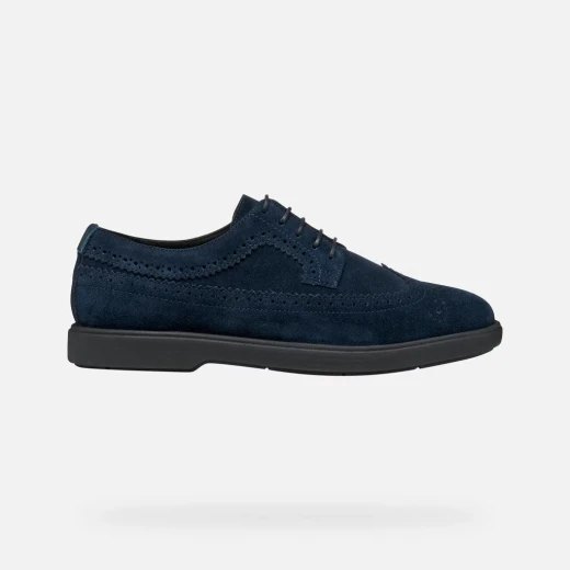 Geox Spherica EC17 Men's Lace Up Sneakers Navy Suede Comfort Cushioned Casual Shoes 42. Stylish and Breathable City Footwear for Everyday Wear. Model U55LAE.00022.C4002 - Geox - Image 2