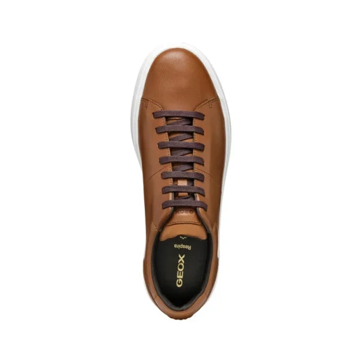 Baltmoore Men's Cognac Leather Sneakers with Superior Comfort and Breathability, Low Cut Design, EU Size 40, Perfect for City Looks - Geox - Image 4