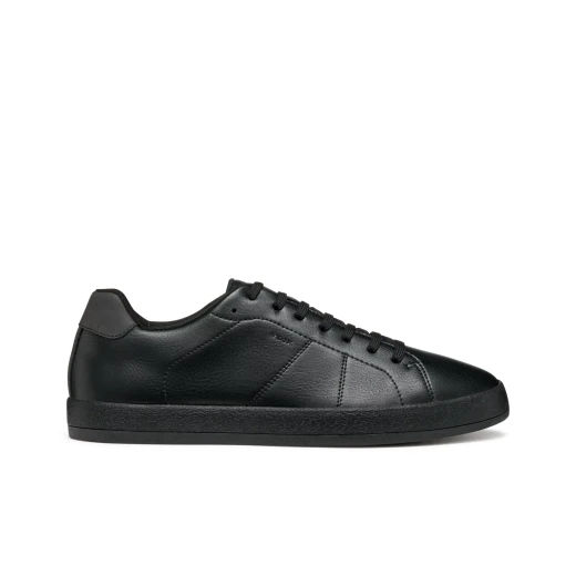 Geox Serifos Men's Low Cut Sneakers Black Tumbled Leather Effect Breathable Lightweight City Design 41 Stylish Comfortable Footwear - Geox - Image 2