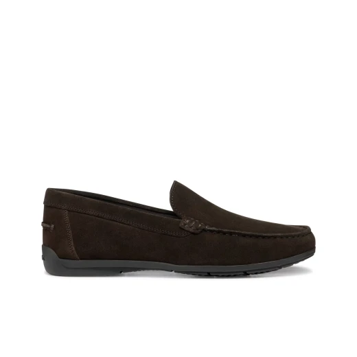 Siron Men's Suede Loafer Dark Brown Slip On Shoes Flexible Comfortable Breathable Design Size 41 Classic Casual Footwear Refined Styling - Geox - Image 2