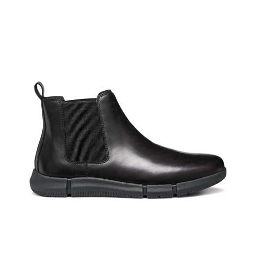 Adacter Men's Black Leather Ankle Boots for Casual Wear Size 44 Comfortable Design with Cushioned Sole Premium Quality Boots for Everyday Style