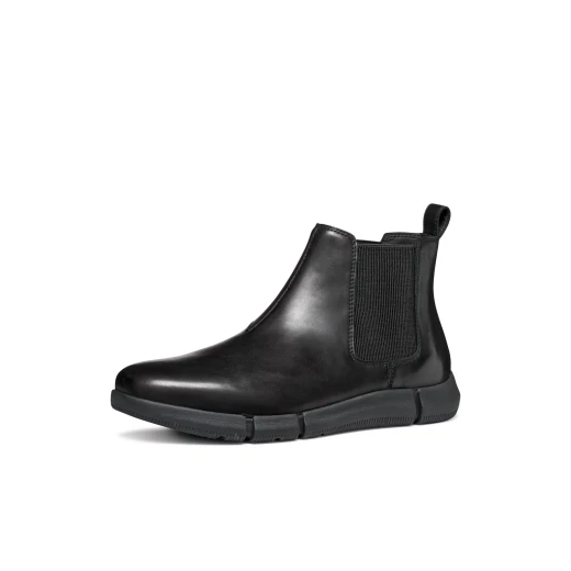 Adacter Men's Black Leather Ankle Boots for Casual Wear Size 44 Comfortable Design with Cushioned Sole Premium Quality Boots for Everyday Style - Geox - Image 5