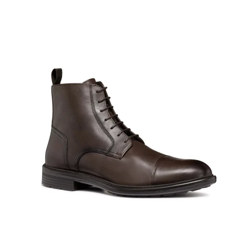 Walk Pleasure Men's Coffee Brown Leather Ankle Boots for Formal Occasions Size 41 Lace Up Design Comfortable and Cushioned Office Wear U567KB.00039.C6009 - Geox - Image 4