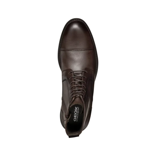 Walk Pleasure Men's Coffee Leather Ankle Boots Lace Up for Comfort and Support Size 42 Perfect for Office and Formal Occasions Durable Design Classic Style Premium Materials - Geox - Image 8