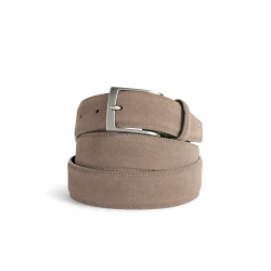 Belt Man Dove Grey Suede Leather Belt for Men 100cm Length Formal Design with Gleaming Metal Buckle Classic Style Perfect for Elevating Everyday City Outfits U56K5B.00022.C1018