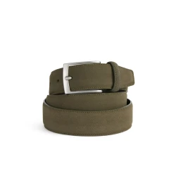 BELT MAN Military Style Suede Leather Belt 110cm with Gleaming Metal Buckle, Perfect for Everyday City Outfits and Formal Wear for Men
