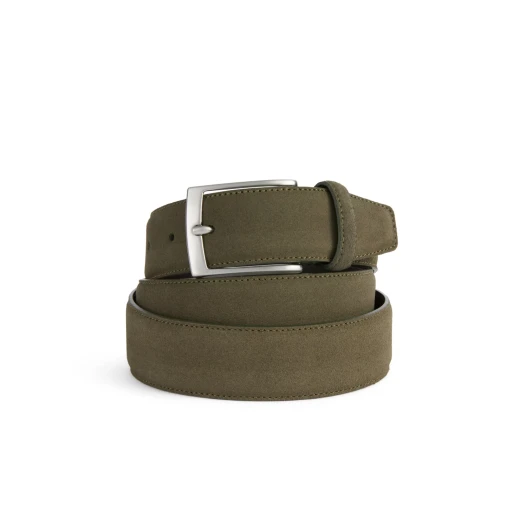 BELT MAN Military Style Suede Leather Belt 110cm with Gleaming Metal Buckle, Perfect for Everyday City Outfits and Formal Wear for Men - Geox - Image 2