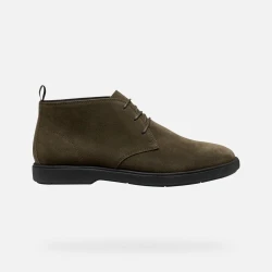 Geox Spherica EC17 Men's Ankle Boots Military Green Suede Breathable Ultra Cushioning Urban Style Size 42 Comfortable Light Gait Everyday Wear U56LAD.00022.C3009