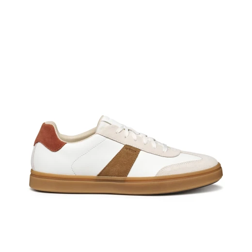 Baltmoore Men's Low Cut Leather and Suede Sneakers in White, Size 45. Versatile and Elegant Design for Everyday Wear. Crafted with Premium Materials for Style and Comfort. - Geox - Image 2