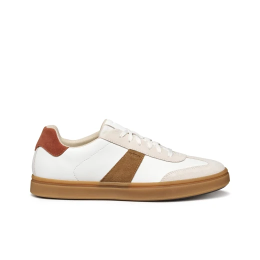 Baltmoore Men's Low Cut Leather and Suede Sneakers in White, Size 45. Versatile and Elegant Design for Everyday Wear. Crafted with Premium Materials for Style and Comfort. - Geox - Image 3