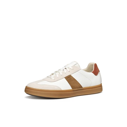Baltmoore Men's Low Cut Leather and Suede Sneakers in White, Size 45. Versatile and Elegant Design for Everyday Wear. Crafted with Premium Materials for Style and Comfort. - Geox - Image 5