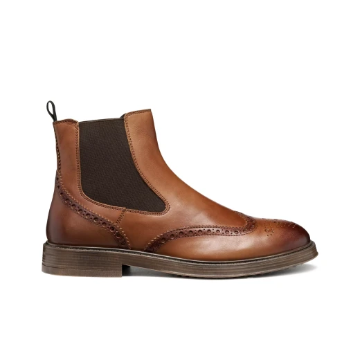 Henreys Man Cognac Leather Ankle Boots for Men Size 40, Stylish and Versatile City Boots for Office and Casual Wear, Crafted with Supple Leather, Item Code U56LWA.00043.C6610 - Geox - Image 11