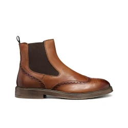 Henreys Man Cognac Leather Ankle Boots for Men Size 40, Stylish and Versatile City Boots for Office and Casual Wear, Crafted with Supple Leather, Item Code U56LWA.00043.C6610