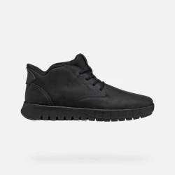 Geox Flextride Plus Men's Ankle Boots Fast In Technology Leather Black 46 Urban Style Comfortable Easy Entry Shoes Stylish Everyday Wear Premium Quality Boots