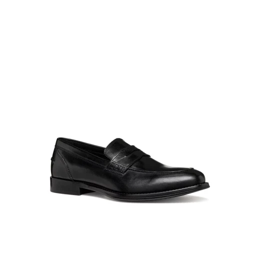 Barberigo Men's Leather Loafers Black Size 40 Comfortable City Shoes - Geox - Image 3