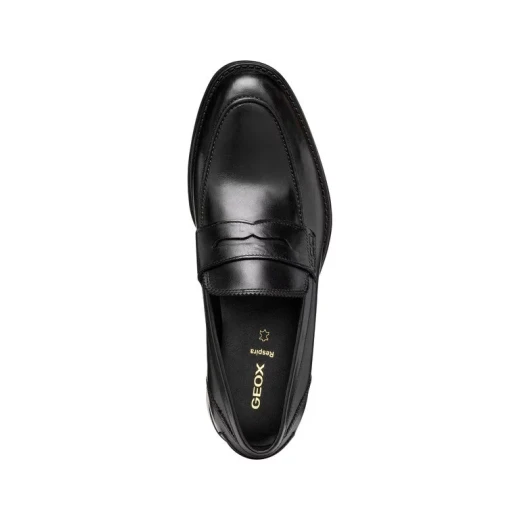 Barberigo Men's Leather Loafers Black Size 42 Comfortable City Shoes - Geox - Image 6