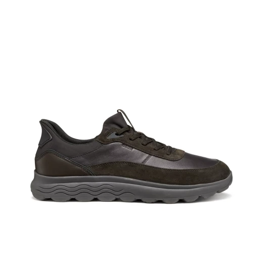 Geox Spherica Plus Men's Sneakers Dark Brown Size 41, Breathable Ultra Cushioning Design Featuring Fast In Technology for Easy Foot Entry, Nappa and Suede Upper Geox Spherica Plus Men's Sneakers Dark Brown Size 41, Breathable Ultra Cushioning Design Featuring Fast In Technology for Easy Foot Entry, Nappa and Suede Upper