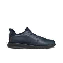 Geox Aerantis Plus Man Navy Sneakers Size 41 Featuring Ultra Breathable Design, Fast In Technology for Easy Entry, and Supple Nappa Leather Upper for Casual City Wear
