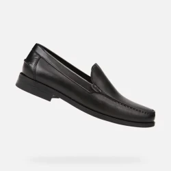 Geox Damon Man Loafer Black Leather Formal Shoe Size 41 Featuring Wide Toe Box and Classic Stylish Design for All Occasions Including Fast Delivery and Easy Exchange