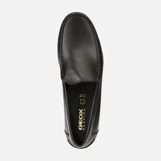 Geox Damon Man Loafer Black Leather Formal Style Wide Toe Box Comfort 42 Classic Design Versatile Wear for All Occasions - Geox - Image 3