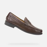 Geox Damon Man Loafer Comfortable Breathable Wide Toe Box Dark Brown Leather Men's Shoe, Size 46. Fast Delivery and Easy Exchange at Geox Stores - Geox