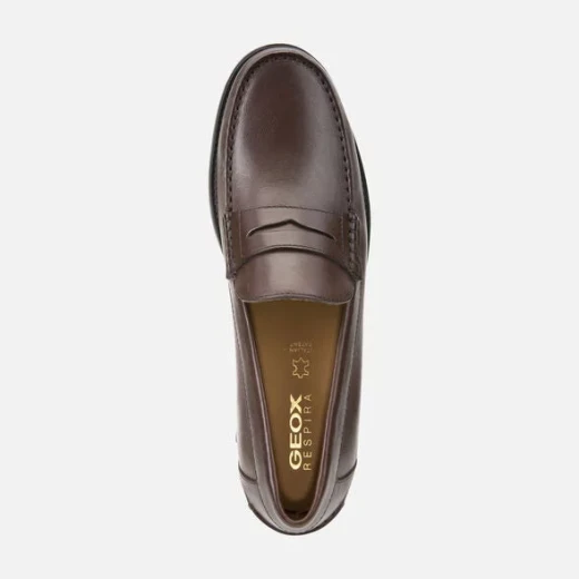 Geox Damon Man Loafer Comfortable Breathable Wide Toe Box Dark Brown Leather Men's Shoe, Size 46. Fast Delivery and Easy Exchange at Geox Stores - Geox - Image 4
