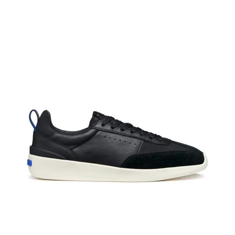 GXRN-02 Men's Low Top Running Sneakers Black Soft Nappa Leather Mesh Retro Design Inspired by 1970s Size 44 Breathable Comfortable Blue Touch Collection