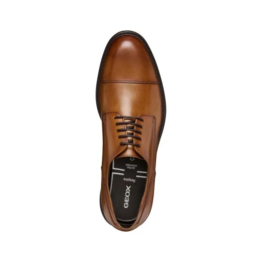 Walk Pleasure B Men's Cognac Leather Shoes Size 40 with Breathable and Super Cushioned Design for Uncompromising Comfort and Elegant Styling Ideal for Business or Special Occasions - Geox - Image 6