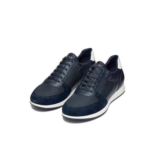 Avery Men's Sneakers Navy Blue Side Zip 44 City Style Sporty Design Tumbled Leather Effect Fabric Modern Dynamic Perfect for Everyday Outfits U65H5A.0BU11.C4002 - Geox - Image 7