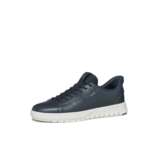 Geox Flextride Plus Men's Navy Sneakers with Easy Fit 40. Modern urban design, coated leather construction, and hand free entry. Comfortable and stylish footwear. - Geox - Image 4