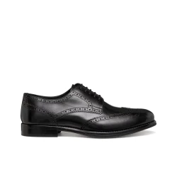 Barberigo Men's Oxford Shoes Black Leather Brogue Detailing Office Appointment Shoe Size 40 Classic Lace Up Style