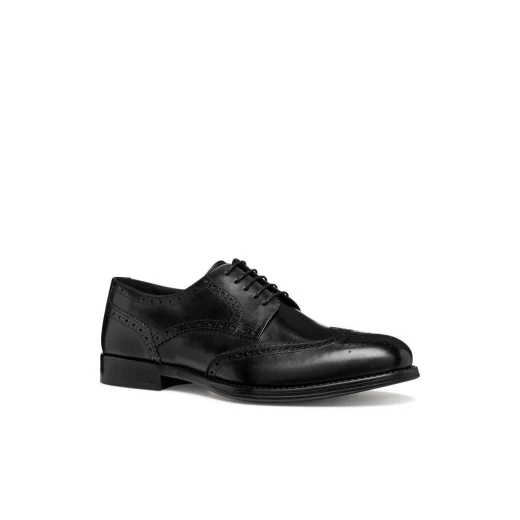 Barberigo Man Oxford Shoes Black Leather Brogue Detailing Classic Design for Office Appointments Size 41 Formal Lace Up Italian Style - Image 3