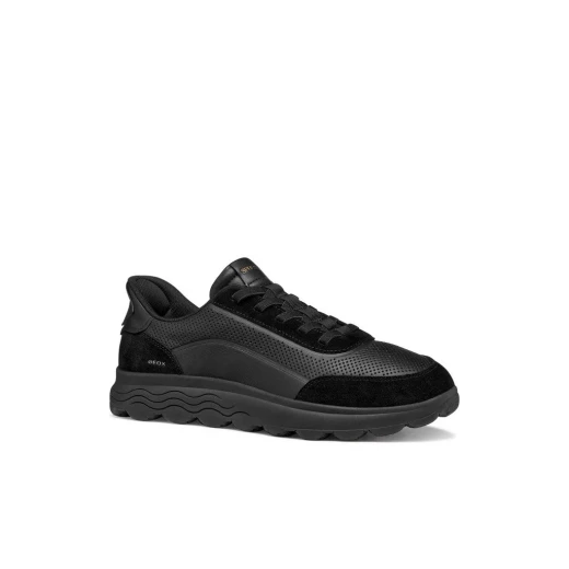 Geox Spherica Plus Men's Sneaker Black Nappa Leather Suede Breathable Comfort Ultra Cushioned Slip On 40 Casual Lightweight Modern Design ITEMCODE U65MPC 08522 C9999 - Geox - Image 3