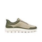 Geox Spherica Plus Men's Olive Sneakers: Hands Free Entry, Breathable Knitted Fabric, Nubuck Effect, Ultra Cushioned Comfort, Size 44, Casual Shoes for Men