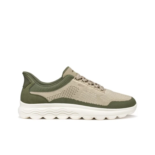 Geox Spherica Plus Men's Sneakers Olive Green Breathable Knitted Fabric Nubuck Effect Hands Free Fit Ultra Cushioned Comfort Size 40 Casual Shoes U65MPE.06KEK.C0712 - Geox - Image 2